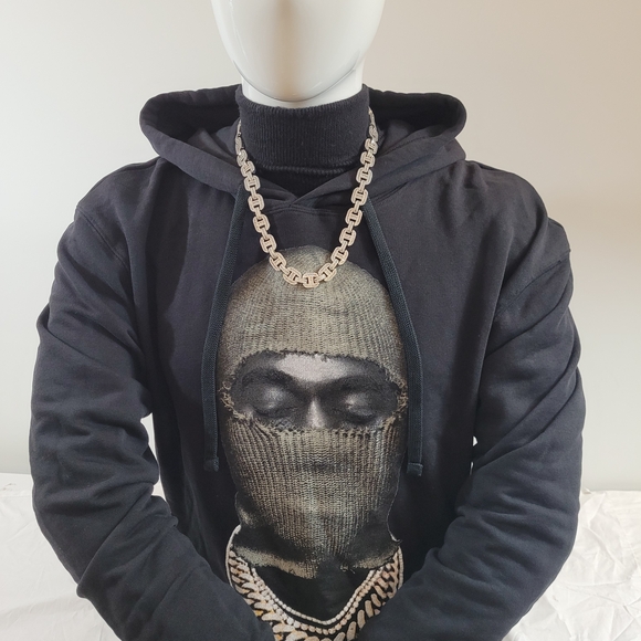 Black Graphic Hoodie with Mask Design - Picture 1 of 6